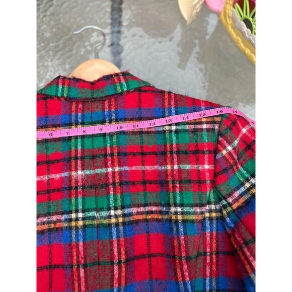 Vtg Pendleton Virgin Wool Blazer Jacket Womens Red Plaid Made USA 10 M Holiday - Picture 9 of 9